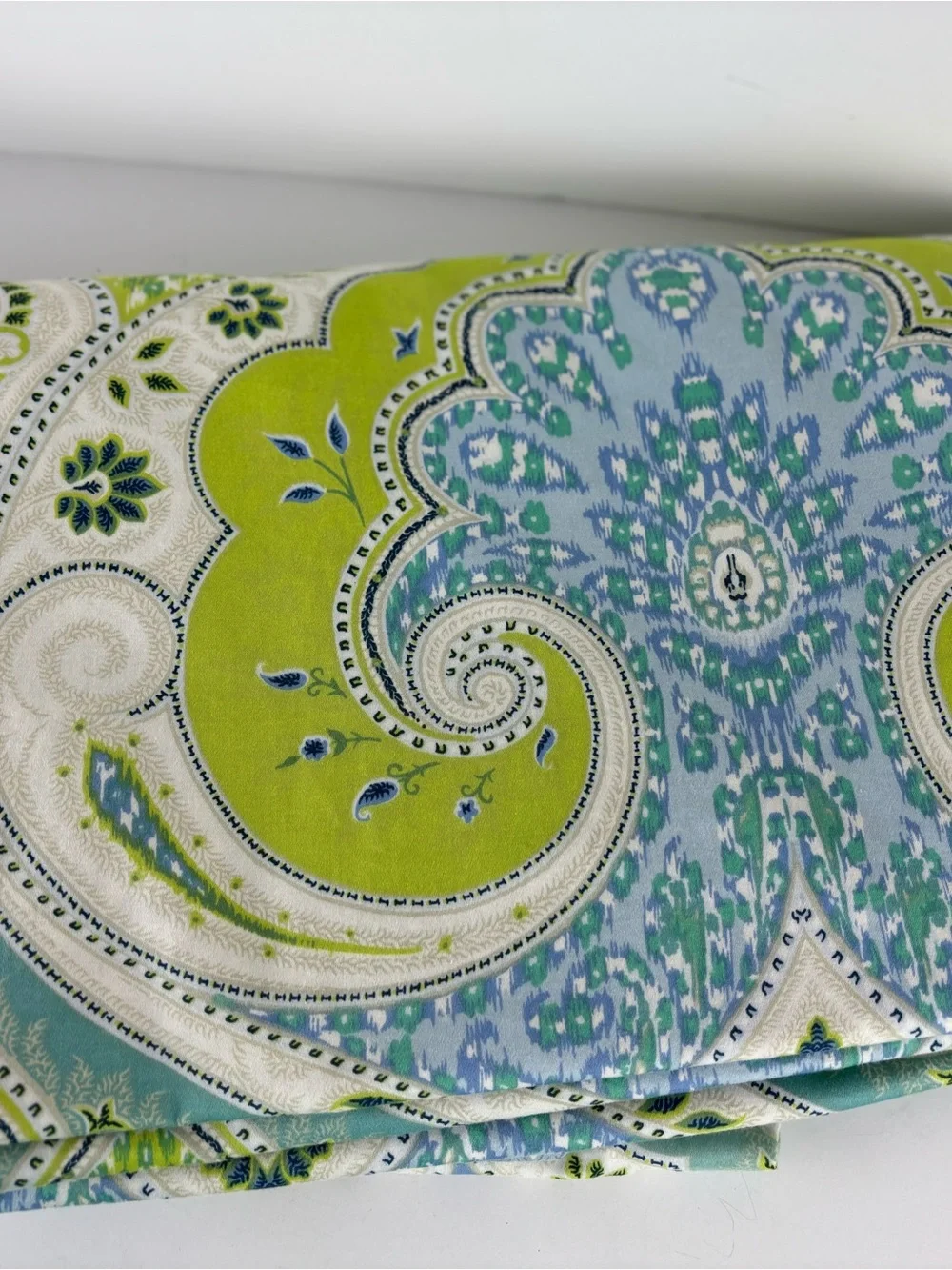ECHO Design Duvet & Sham (2) set-“Sardinia” Paisley Print -Green & Blue F/Q